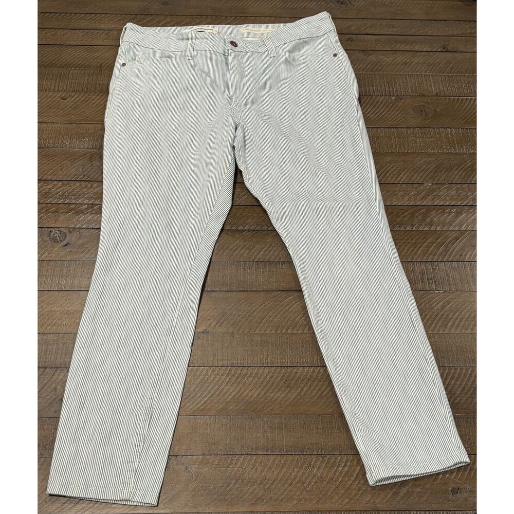 Pilcro and the Letterpress Anthropologie Pinstripe Mid-Rise Skinny Pants Size 32